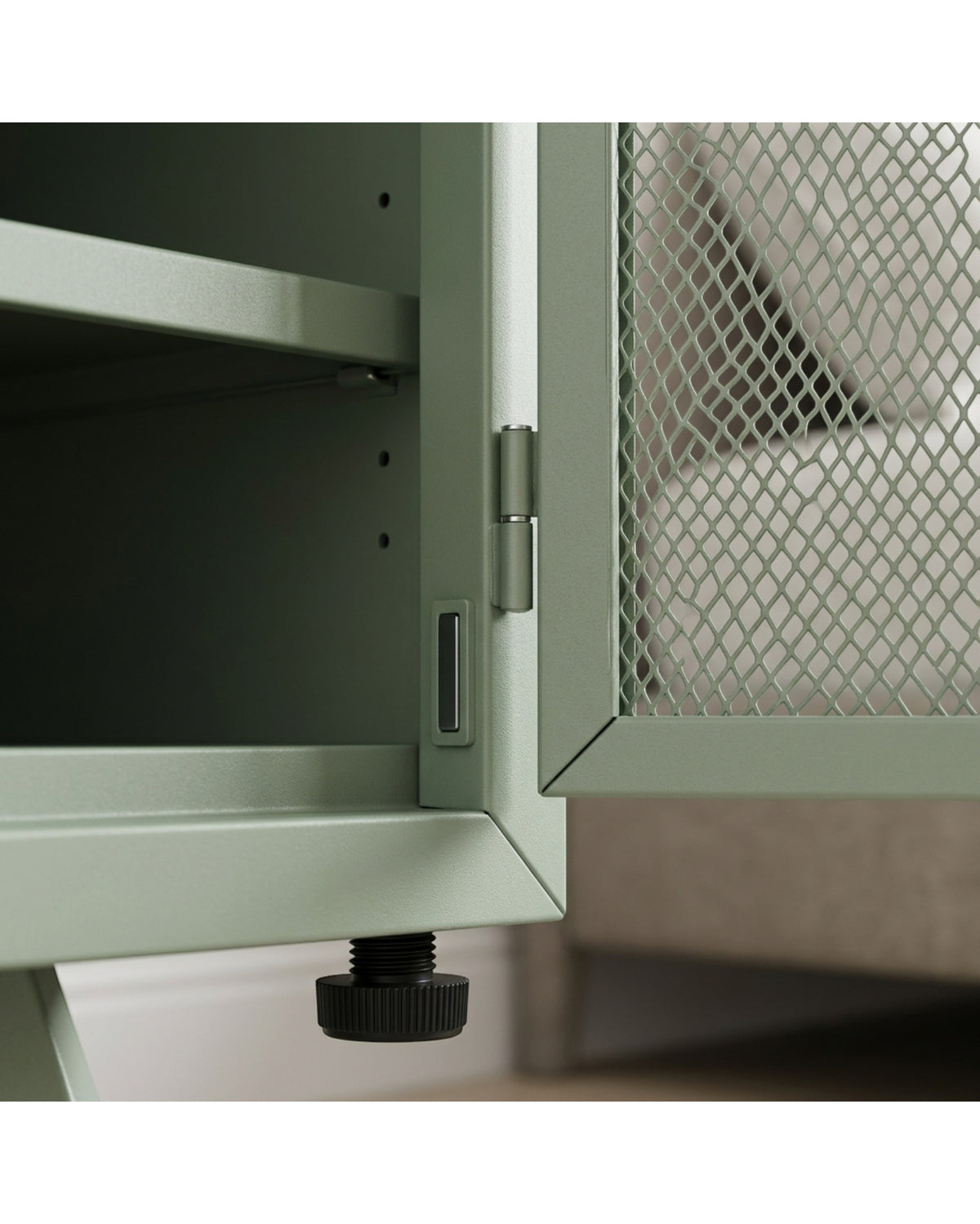 Rasy Steel Two-Door Nightstand 40 x 35 x 60 cm Sage - Detail view