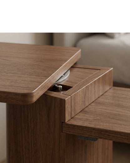 Rasy Rotating Surface Rubberwood Nightstand 42 x 38 x 58 cm Walnut - Detail view