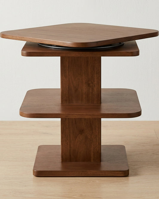 Rasy Rotating Surface Rubberwood Nightstand 42 x 38 x 58 cm Walnut - Lifestyle view