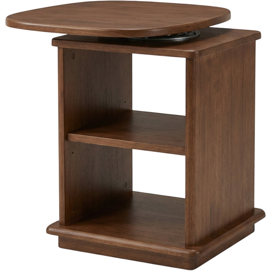 Rasy Rotating Surface Rubberwood Nightstand 42 x 38 x 58 cm Walnut