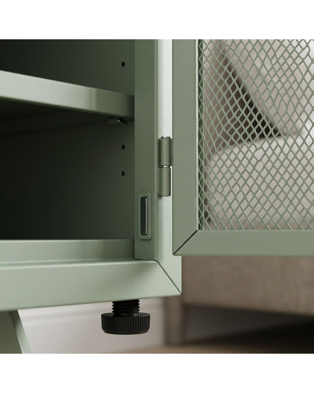 Rasy Steel Two-Door Nightstand 40 x 35 x 60 cm Sage - Detail view